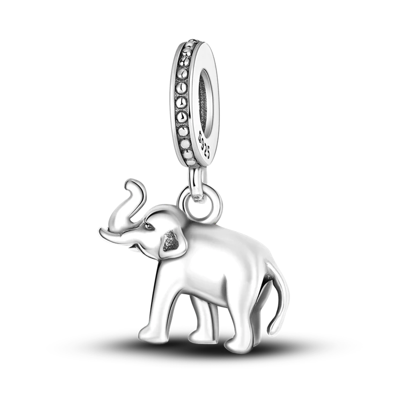 Skorter | 925 Silver Golden Leopard Charms Beads Colorful Chameleon Rhinoceros Lion Scarab Cat Pendant Compatible with Original Pandora Bracelet Jewelry