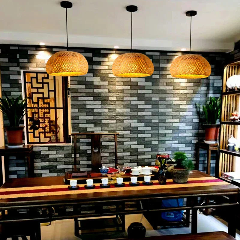 Skorter | Luxora Handwoven Bamboo Pendant Light - Eco-friendly Ceiling Lamp