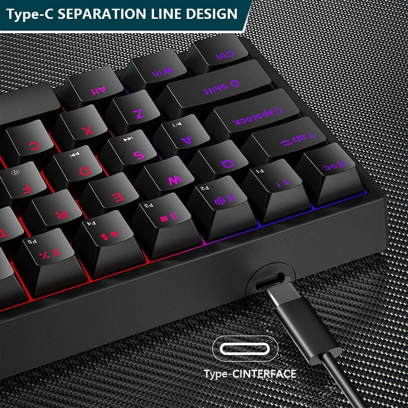 Skorter | K620 Mini Gaming Mechanical Keyboard - 61 Keys RGB