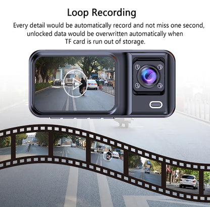 Skorter | 3-Channel 1080P Dash Cam with Rear View Camera & Video Recorder