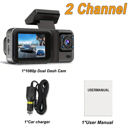 Skorter | 3-Channel 1080P Dash Cam with Rear View Camera & Video Recorder