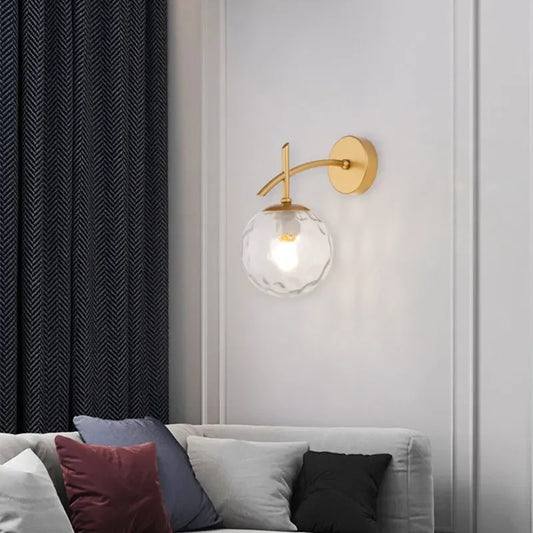 Skorter | LumiWall Lamp - Glass Bedroom Lighting Black Gold Sconce