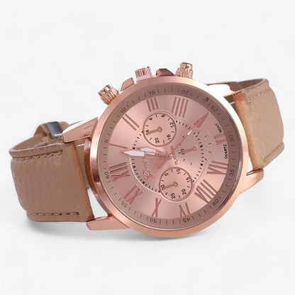 Skorter | Camille Womens Waterproof Leather Strap Watch 42mm