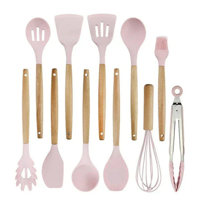 Skorter | Antillean Silicone Cookware Set - Wooden Handles - Durable And Functional