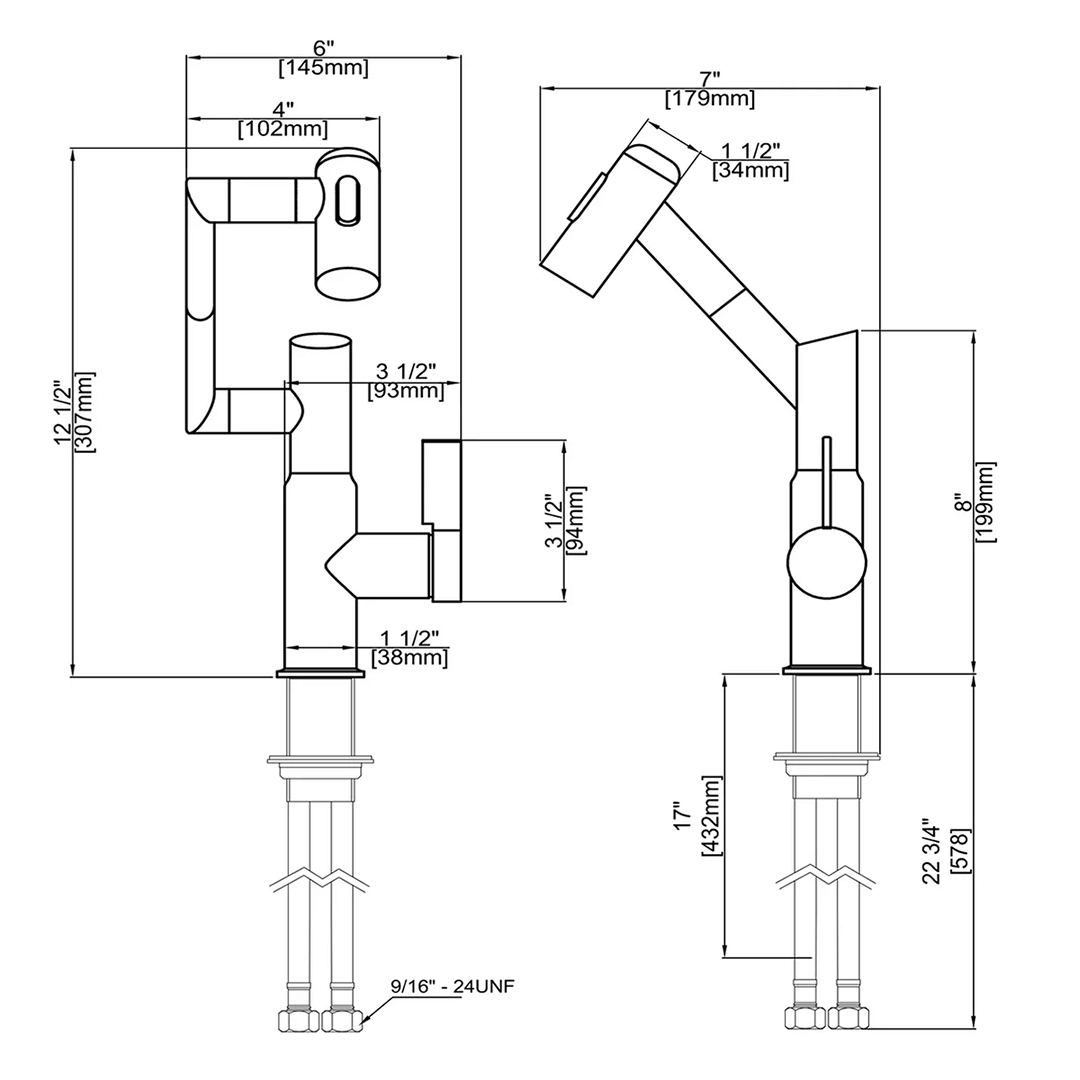 Skorter | LustraFlow 360° Smart Fixture | Modern Kitchen and Bath Mixer with LED Temperature Display