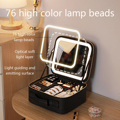 Skorter | Portable Travel Makeup Case with LED Mirror & Adjustable Light