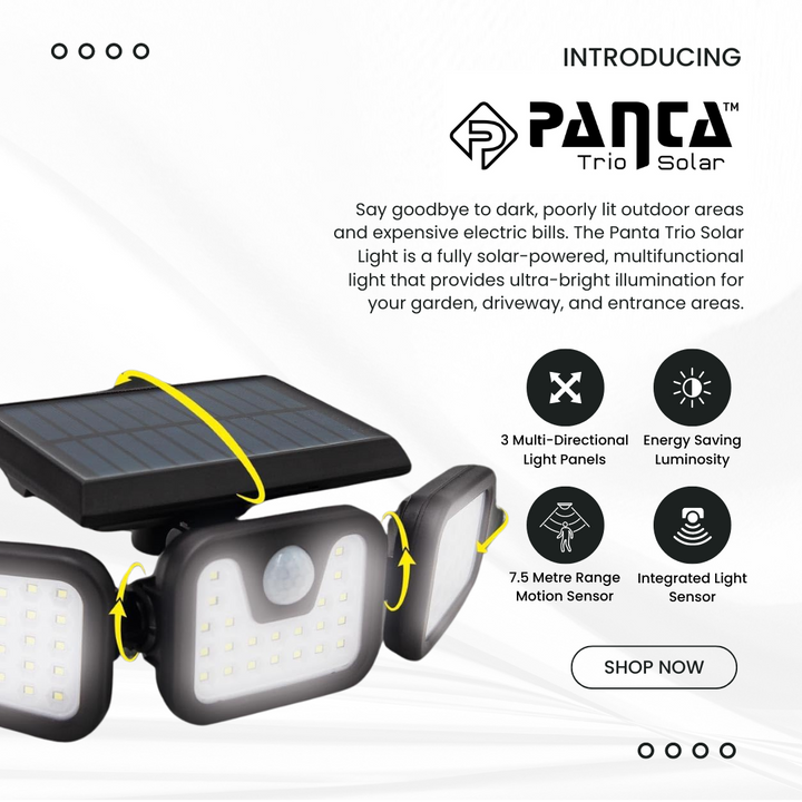 Skorter | Solar-Powered Outdoor Lights – Panta Trio with Motion Sensor for Garden & Security Lighting