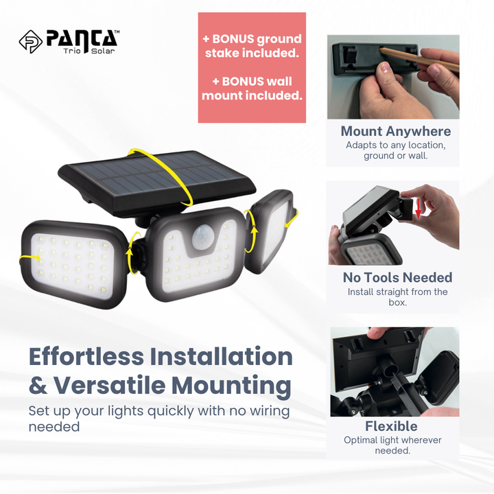 Skorter | Solar-Powered Outdoor Lights – Panta Trio with Motion Sensor for Garden & Security Lighting