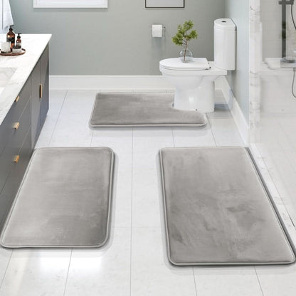 Skorter | 3-piece Memory Foam Bath Mat Set with Non-slip Bottom