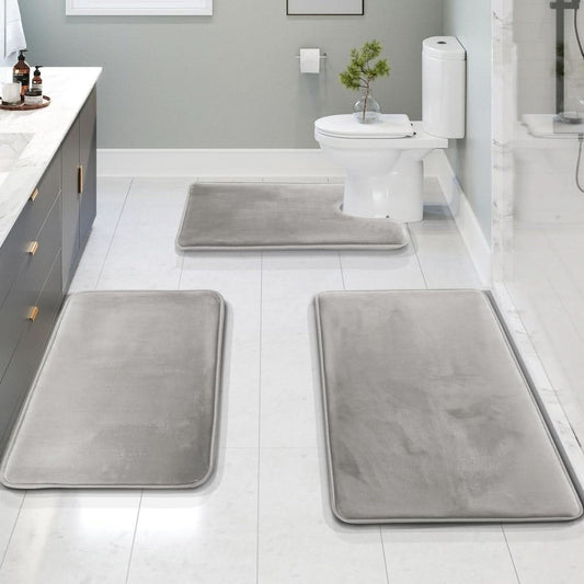 Skorter | 3-piece Memory Foam Bath Mat Set with Non-slip Bottom