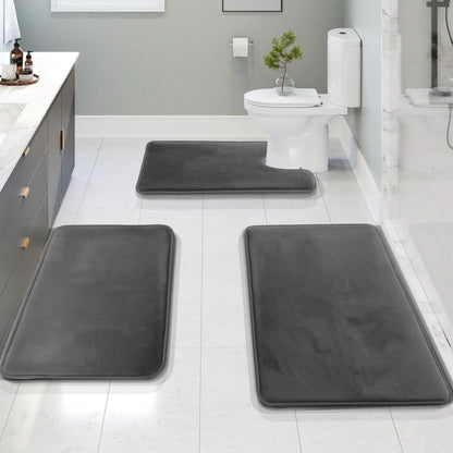 Skorter | 3-piece Memory Foam Bath Mat Set with Non-slip Bottom