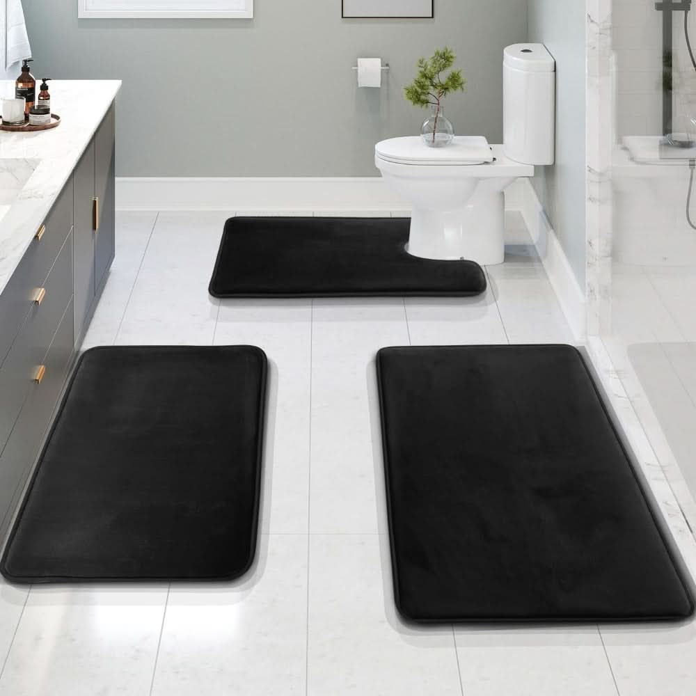 Skorter | 3-piece Memory Foam Bath Mat Set with Non-slip Bottom