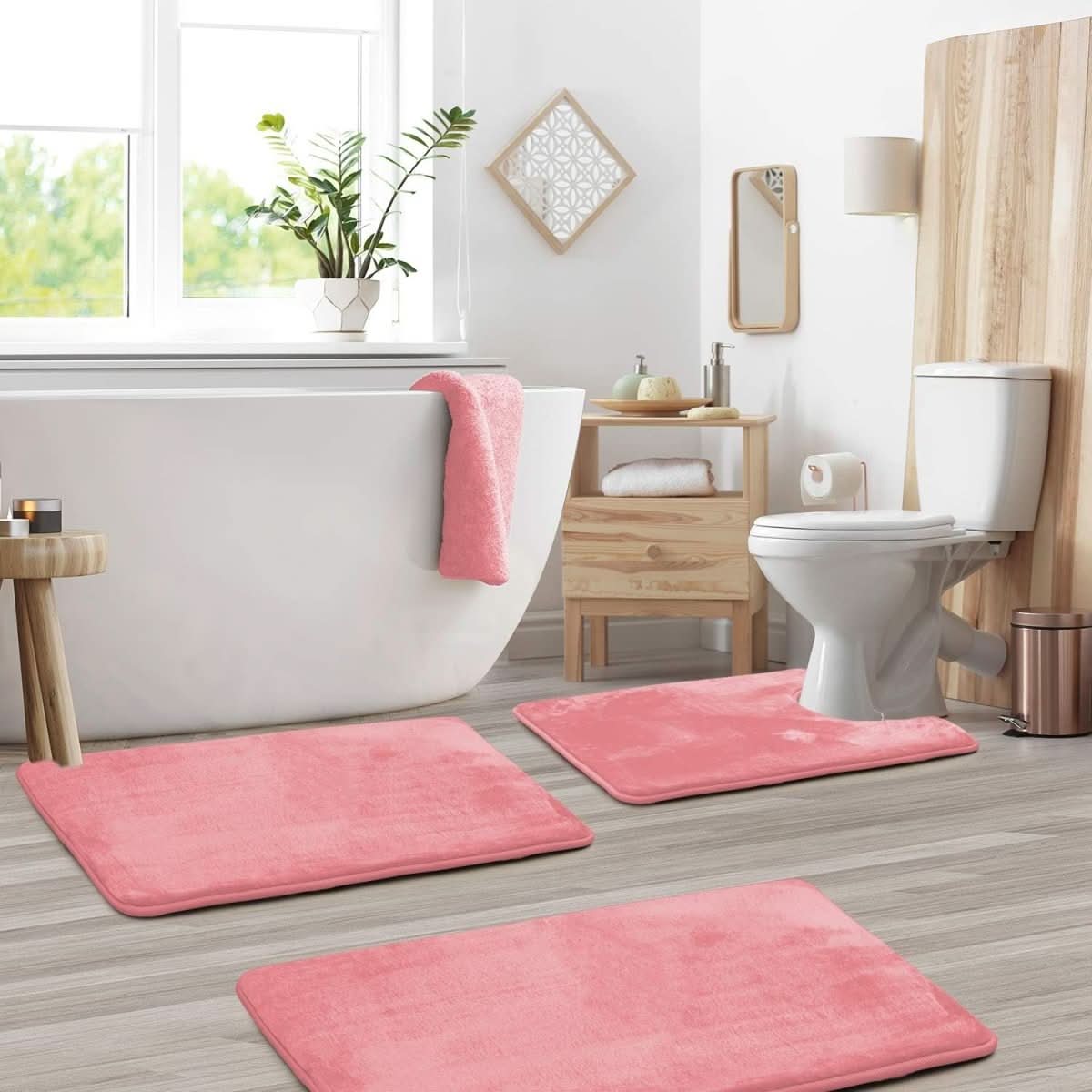Skorter | 3-piece Memory Foam Bath Mat Set with Non-slip Bottom