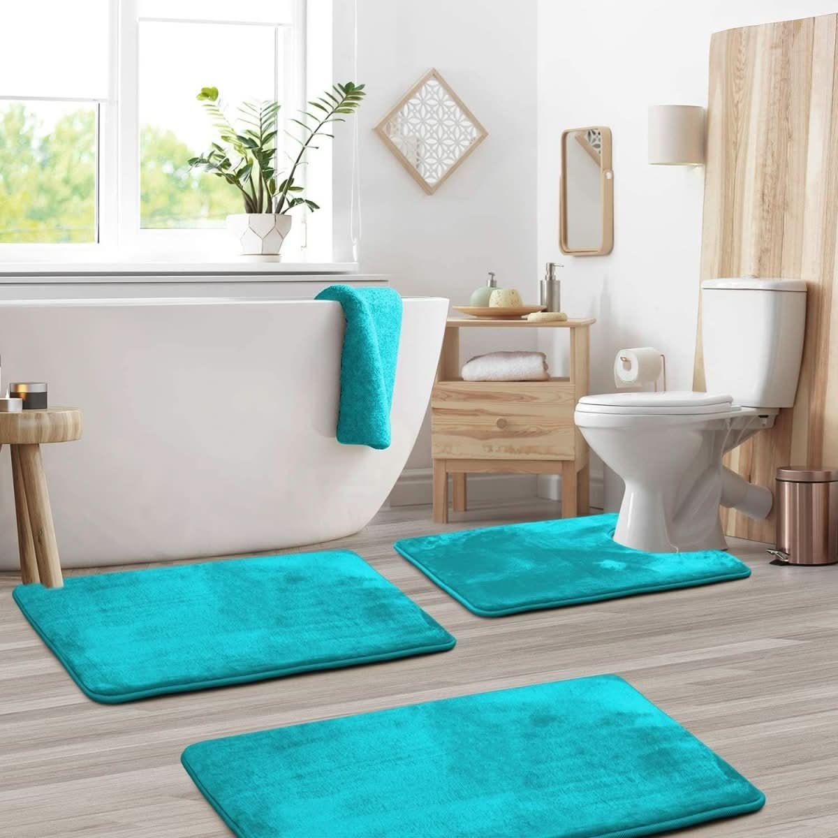Skorter | 3-piece Memory Foam Bath Mat Set with Non-slip Bottom