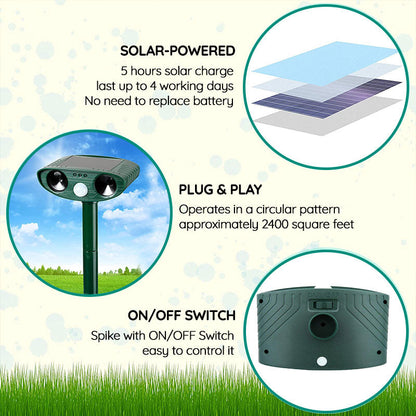 Skorter | Solar Powered Ultrasonic Rabbit Repeller with Flashing Light – Effective Pest Control for Gardens and Yards