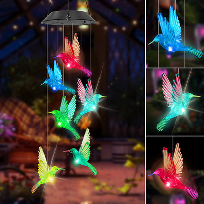 Skorter | Solar Powered Color Changing Hummingbird Wind Chime Light