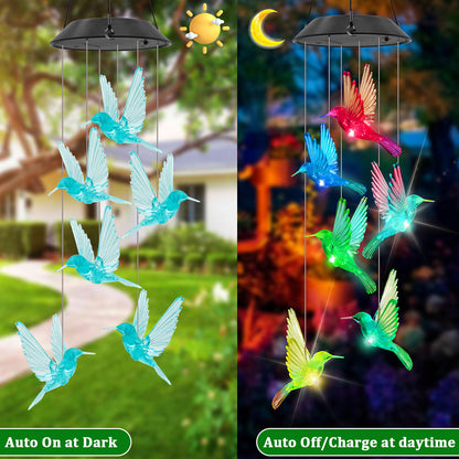 Skorter | Solar Powered Color Changing Hummingbird Wind Chime Light