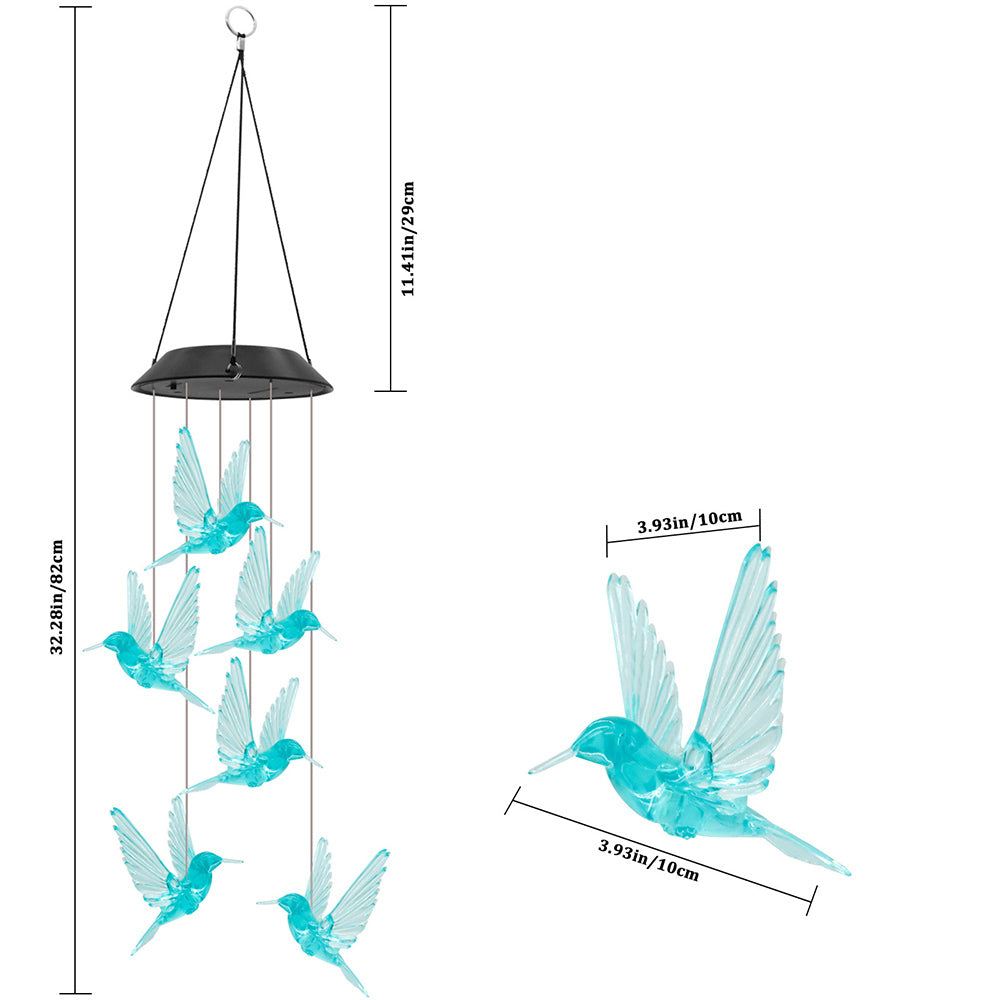 Skorter | Solar Powered Color Changing Hummingbird Wind Chime Light