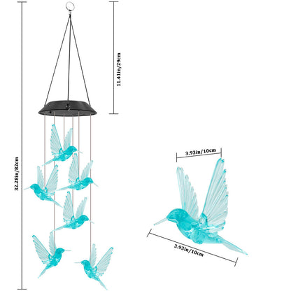 Skorter | Solar Powered Color Changing Hummingbird Wind Chime Light