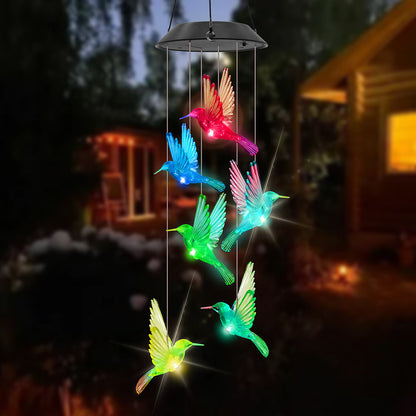 Skorter | Solar Powered Color Changing Hummingbird Wind Chime Light