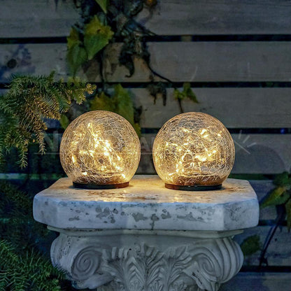 Skorter | Solar-powered crushed glass ball LED stake lamp