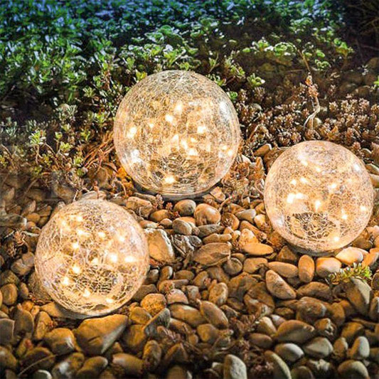 Skorter | Solar-powered crushed glass ball LED stake lamp