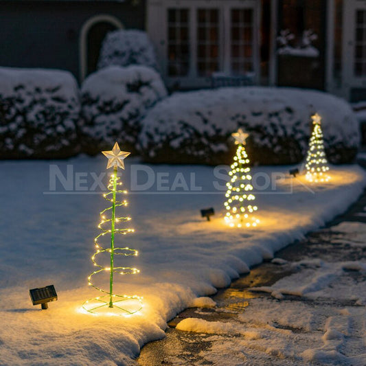 Skorter | Solar Powered LED Spiral Christmas Lights with Star (1.96 ft)