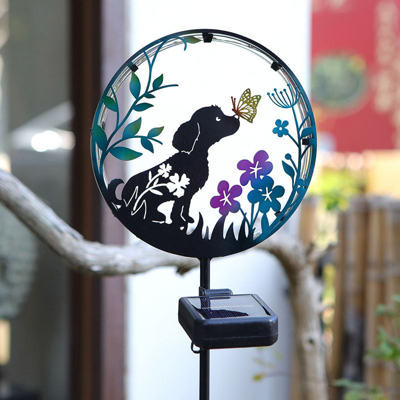 Skorter | Solar Powered Metal Dog & Butterfly Silhouette Stake Light