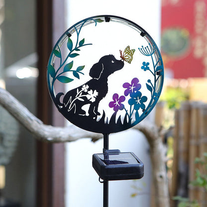 Skorter | Solar Powered Metal Dog & Butterfly Silhouette Stake Light