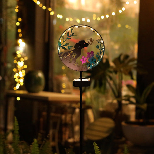 Skorter | Solar Powered Metal Dog & Butterfly Silhouette Stake Light