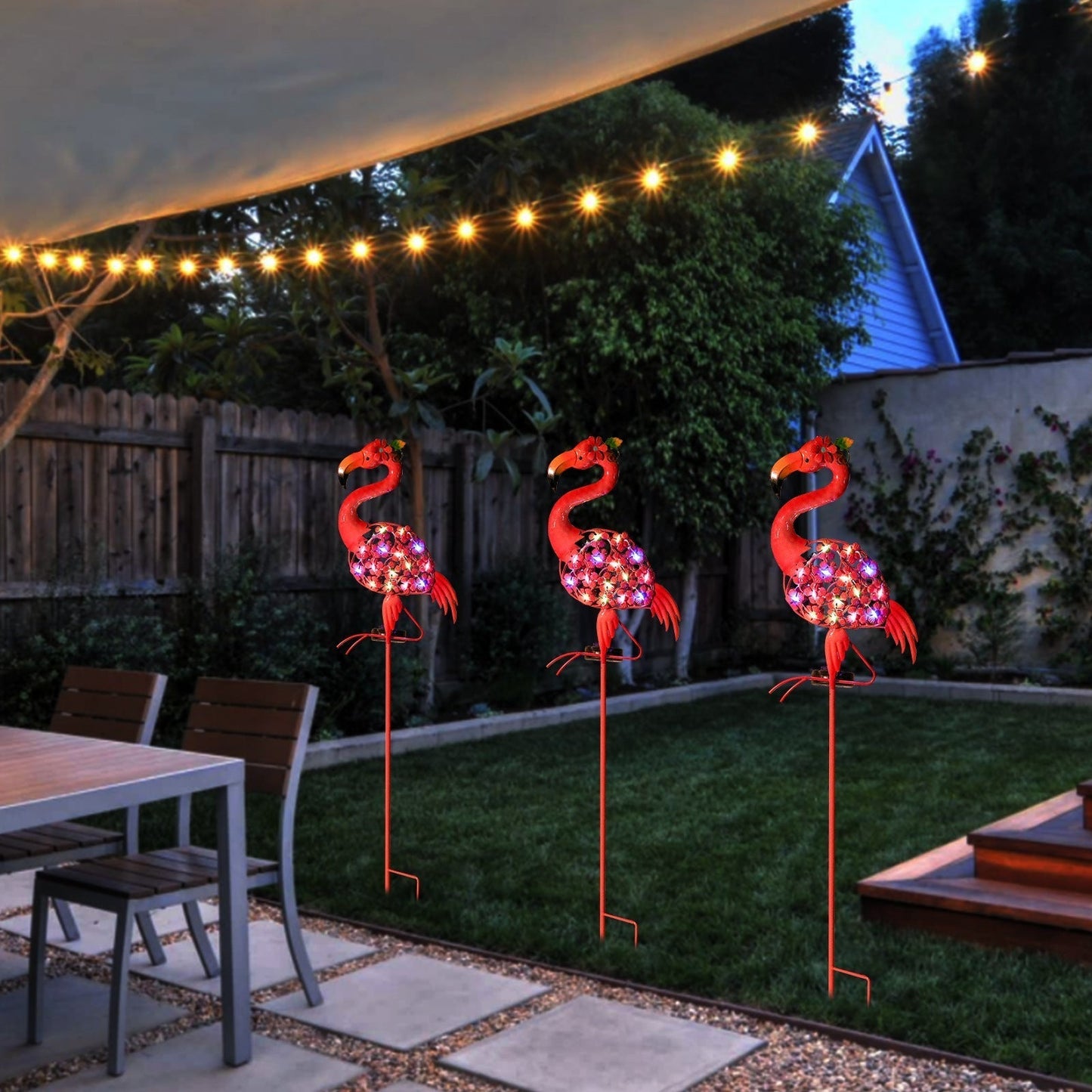 Skorter | Solar Powered Metal Flamingo Stake Light