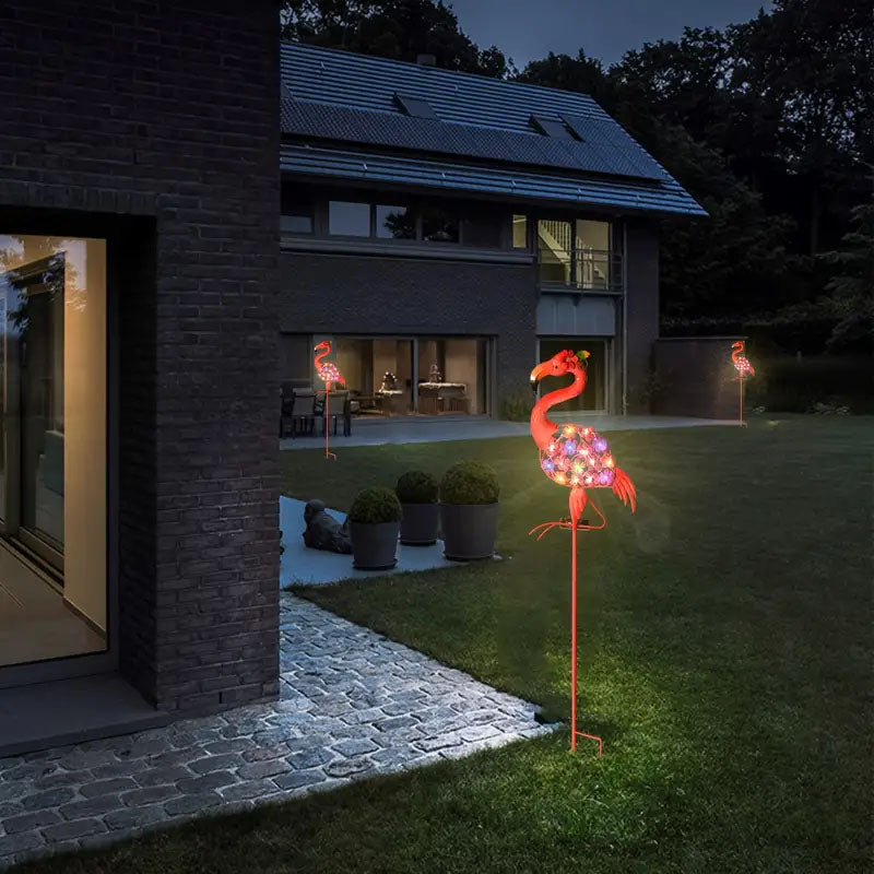 Skorter | Solar Powered Metal Flamingo Stake Light