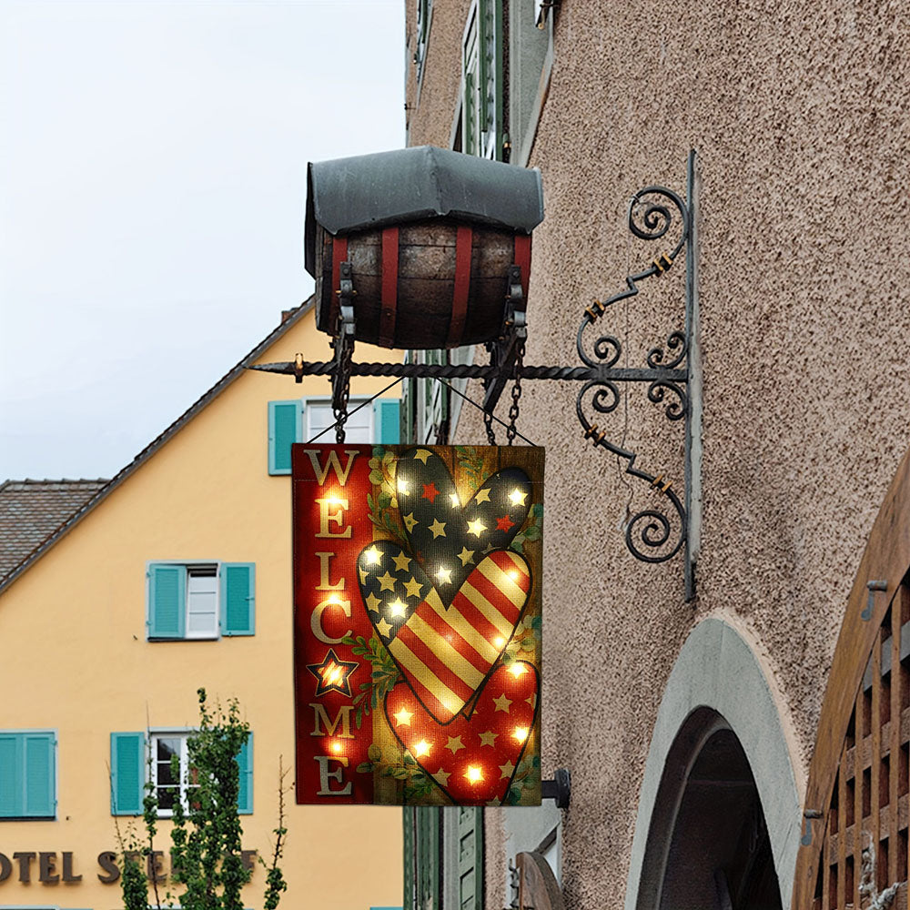 Skorter | Solar-powered patriotic welcome garden flag