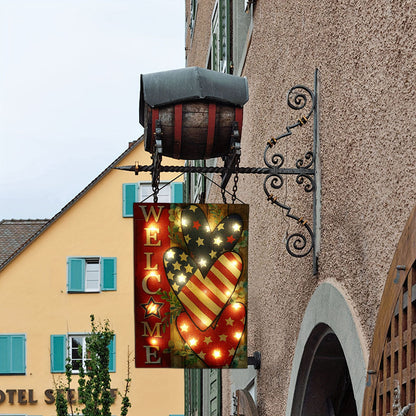 Skorter | Solar-powered patriotic welcome garden flag