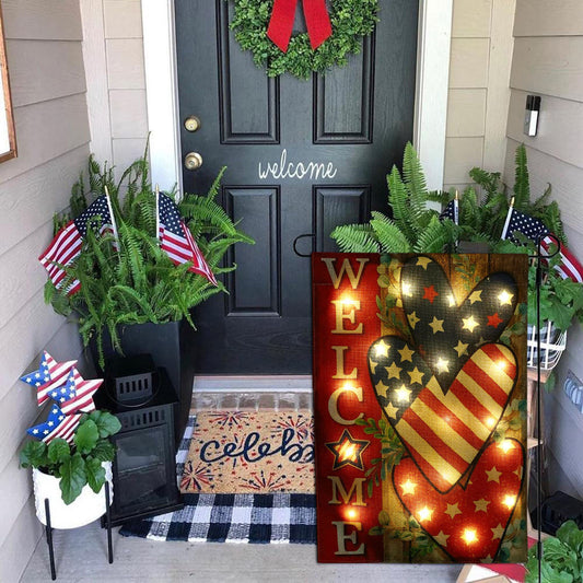Skorter | Solar-powered patriotic welcome garden flag