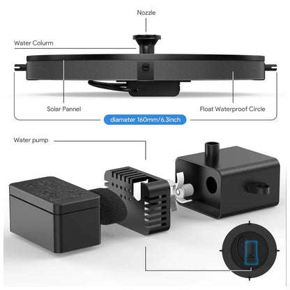 Skorter | Solar-Powered Water Fountain | Effortless Installation & Multiple Spray Patterns for Garden Ponds and Birdbaths