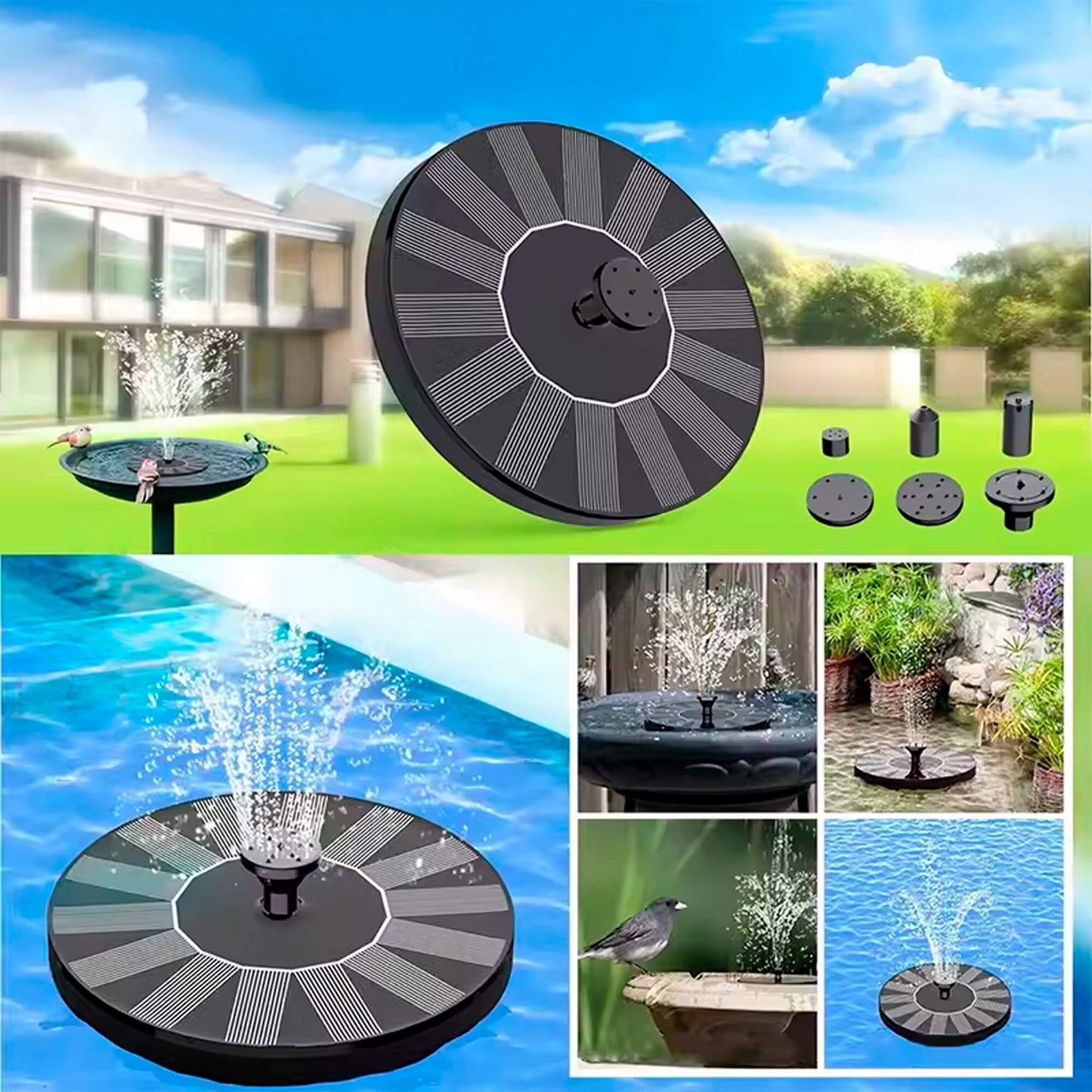 Skorter | Solar-Powered Water Fountain | Effortless Installation & Multiple Spray Patterns for Garden Ponds and Birdbaths