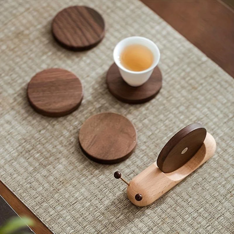 Skorter | Elegant Scandinavian Walnut Coasters – Stylish & Durable Table Protection