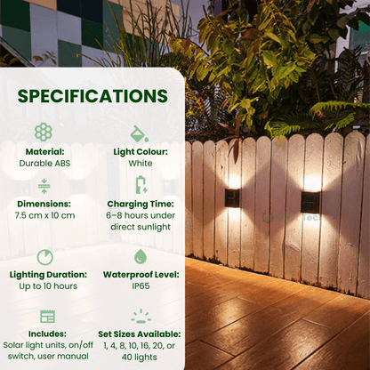 Skorter | Wireless LED Solar Wall Lights - Outdoor Garden Lighting for Pathways & Patios, Energy-Efficient & Weather-Resistant