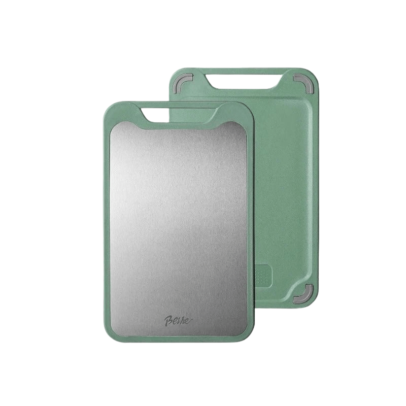 Skorter | Double-sided stainless steel cutting board with non-stick surface and juice groove