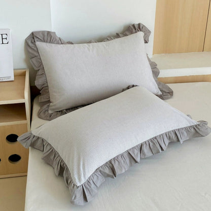 Skorter | Striped Ruffled Lace Pillowcases in Multiple Colors