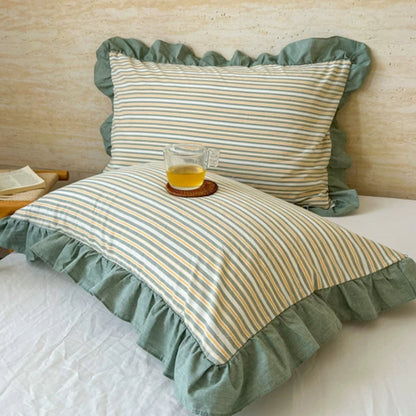 Skorter | Striped Ruffled Lace Pillowcases in Multiple Colors