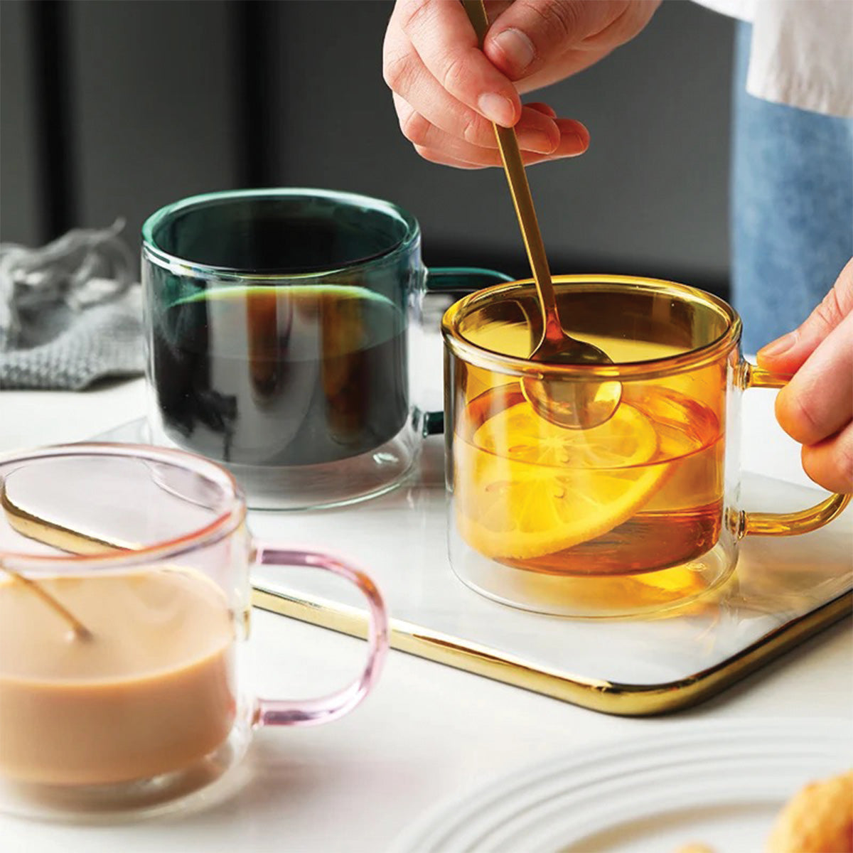 Skorter | DoublyMug | Tinted glass mug for hot beverages