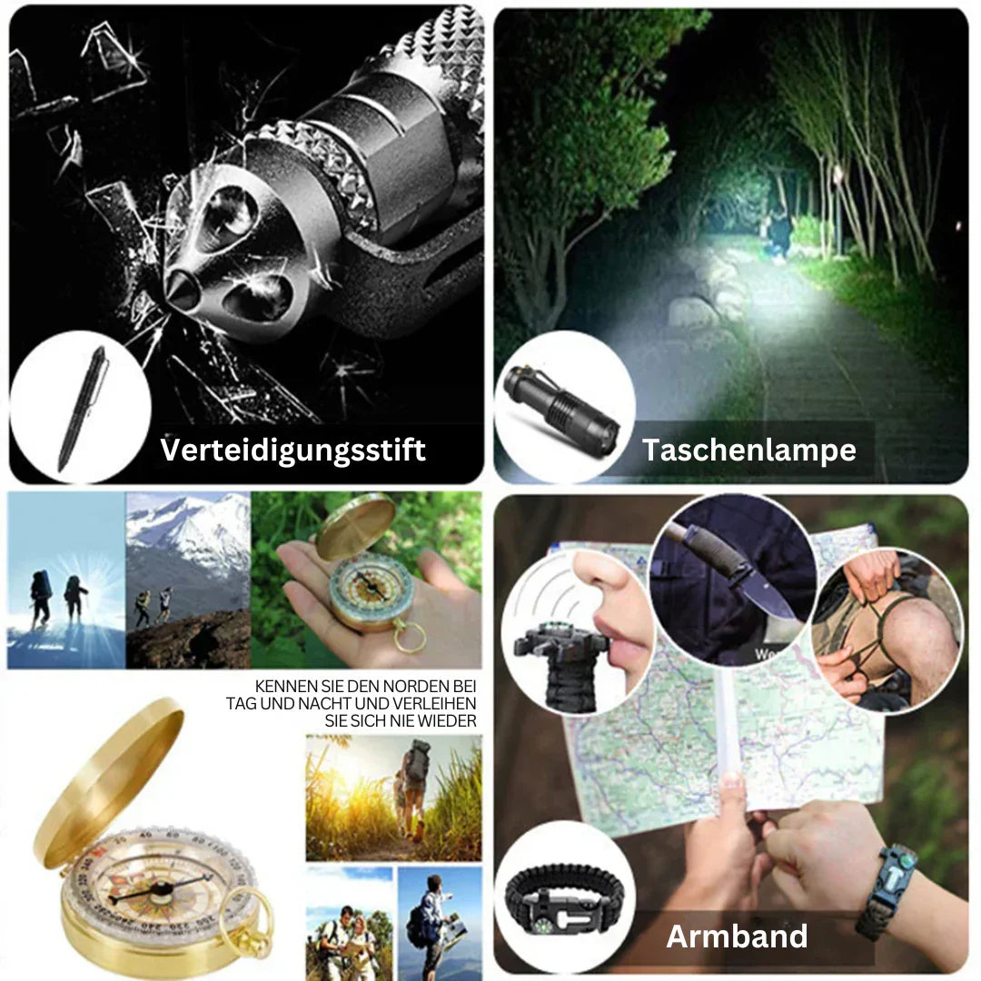 Skorter | 38-in-1 First-Aid and Survival Kit with Flashlight and Compass