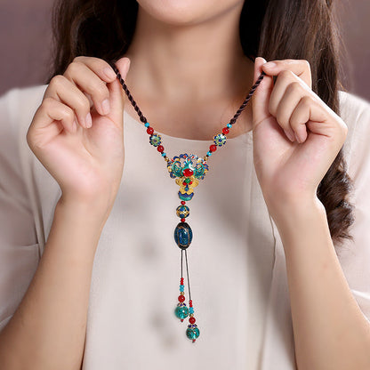 Skorter | Ethnic Style Sweater Chain, Long Hanging Ornament, Clothing Pendant, Accessories, Cloisonne Chain