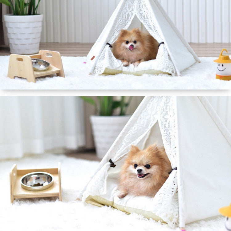 Skorter | Removable and Washable Canvas Fabric Pet Nest Pet Tent, Size:50x50x60 cm, Style:Spiked Lace (with Pad)