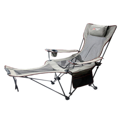 Skorter | Portable Outdoor Folding Recliner Wild Fishing Camping Leisure Stool Stainless Steel Folding Beach Chair Furniture(Black Khaki)