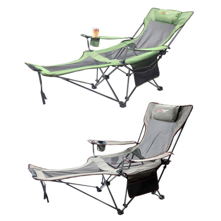 Skorter | Portable Outdoor Folding Recliner Wild Fishing Camping Leisure Stool Stainless Steel Folding Beach Chair Furniture(Black Khaki)