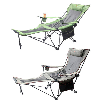 Skorter | Portable Outdoor Folding Recliner Wild Fishing Camping Leisure Stool Stainless Steel Folding Beach Chair Furniture(Black Khaki)
