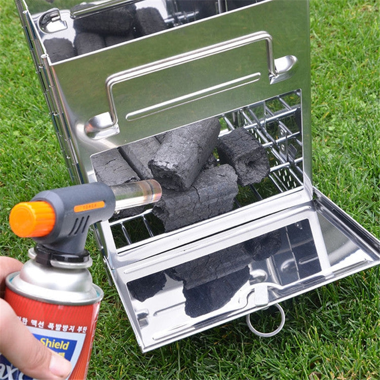 Skorter | Portable Stainless Steel Folding Barbecue Stove Charcoal Barbecue Grill Outdoor Camping Wood Stove